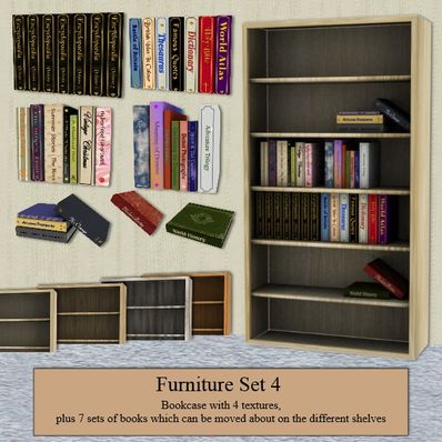 Furniture Set 4 - Bookcase & Books
