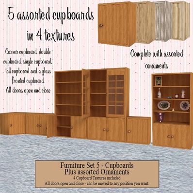Furniture Set 5 - Cupboards & Ornaments Furniture Set 5 - Cupboards & Ornaments